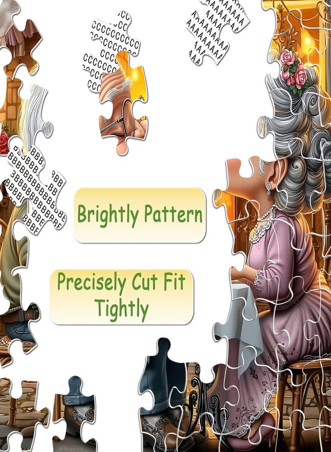 PPuzzling Elderly Couple Love Puzzles for Adults 1000 Pieces, Happy Grandpa Grandma Jigsaw Puzzle, Challenging Valentines Art Puzzles as Home Decor - Image 4